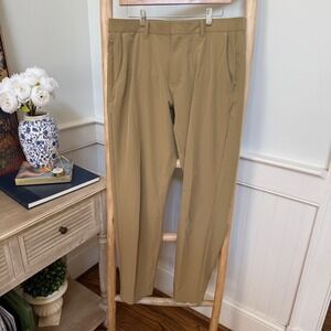Fabletics Mens The One Pant Tan Khaki Technical Stretch Commuter Chinos 35x31